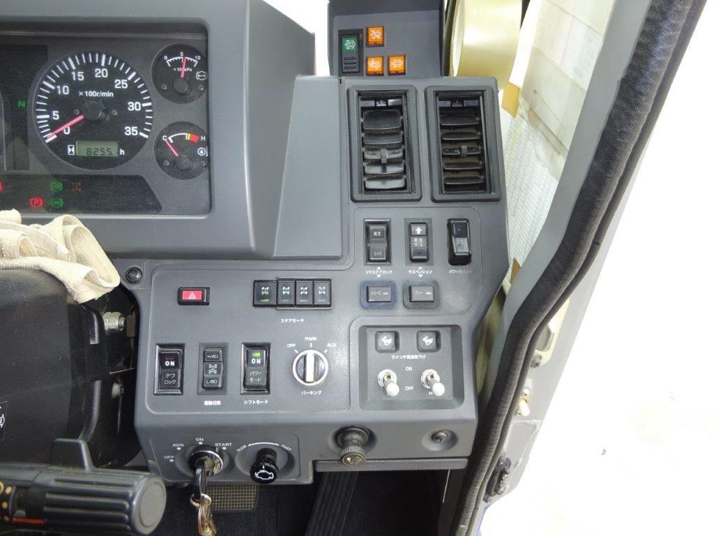Close-up of a vehicle's dashboard with gauges and controls.